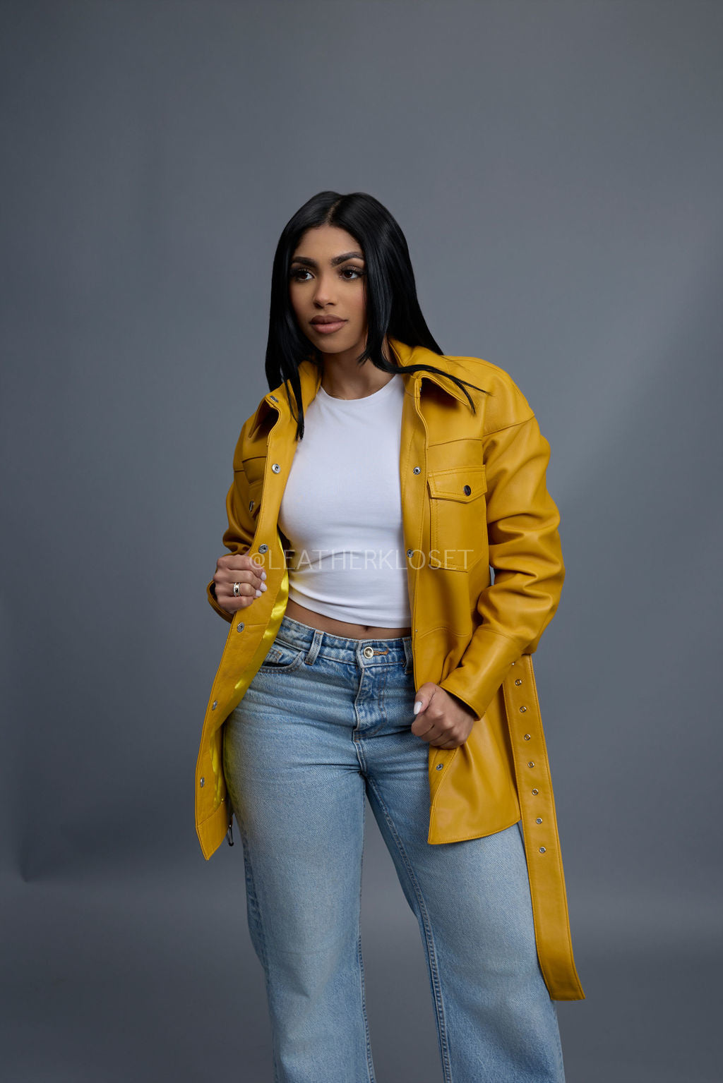 Women's Leather Shirt [Yellow]
