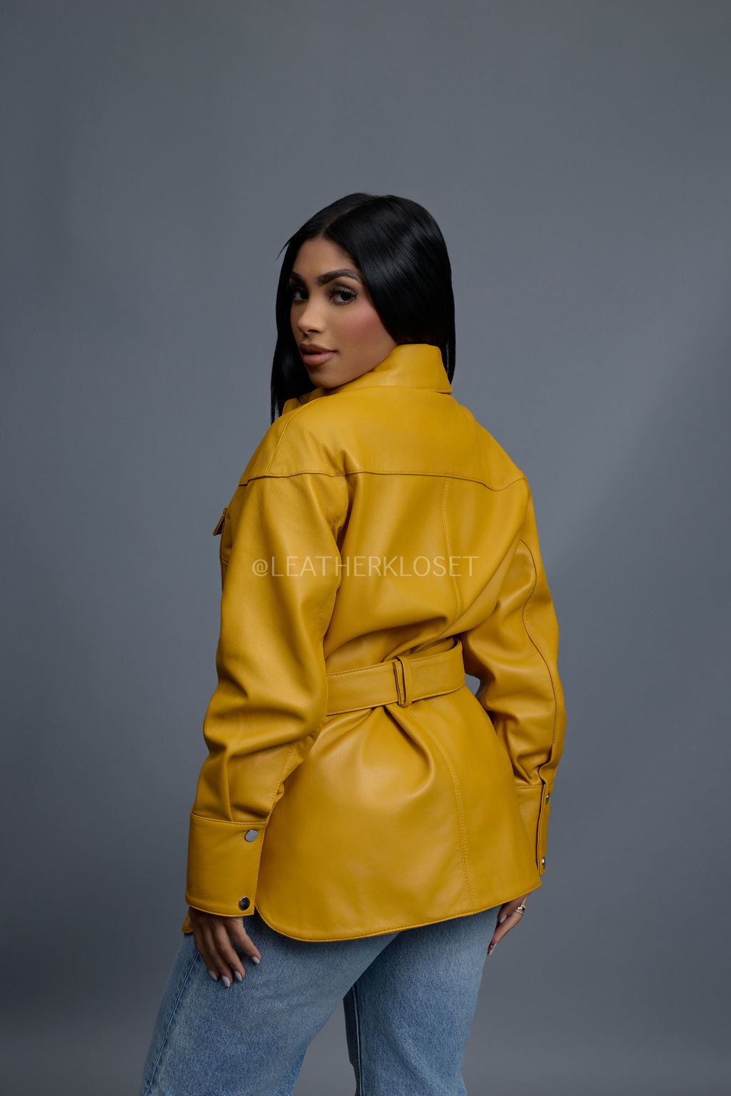 Women's Leather Shirt [Yellow]