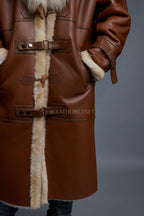 Men's Shearling Trench Coat With Fox [Tan]