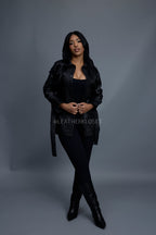 Women's Leather Shirt [Black]
