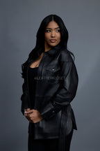 Women's Leather Shirt [Black]