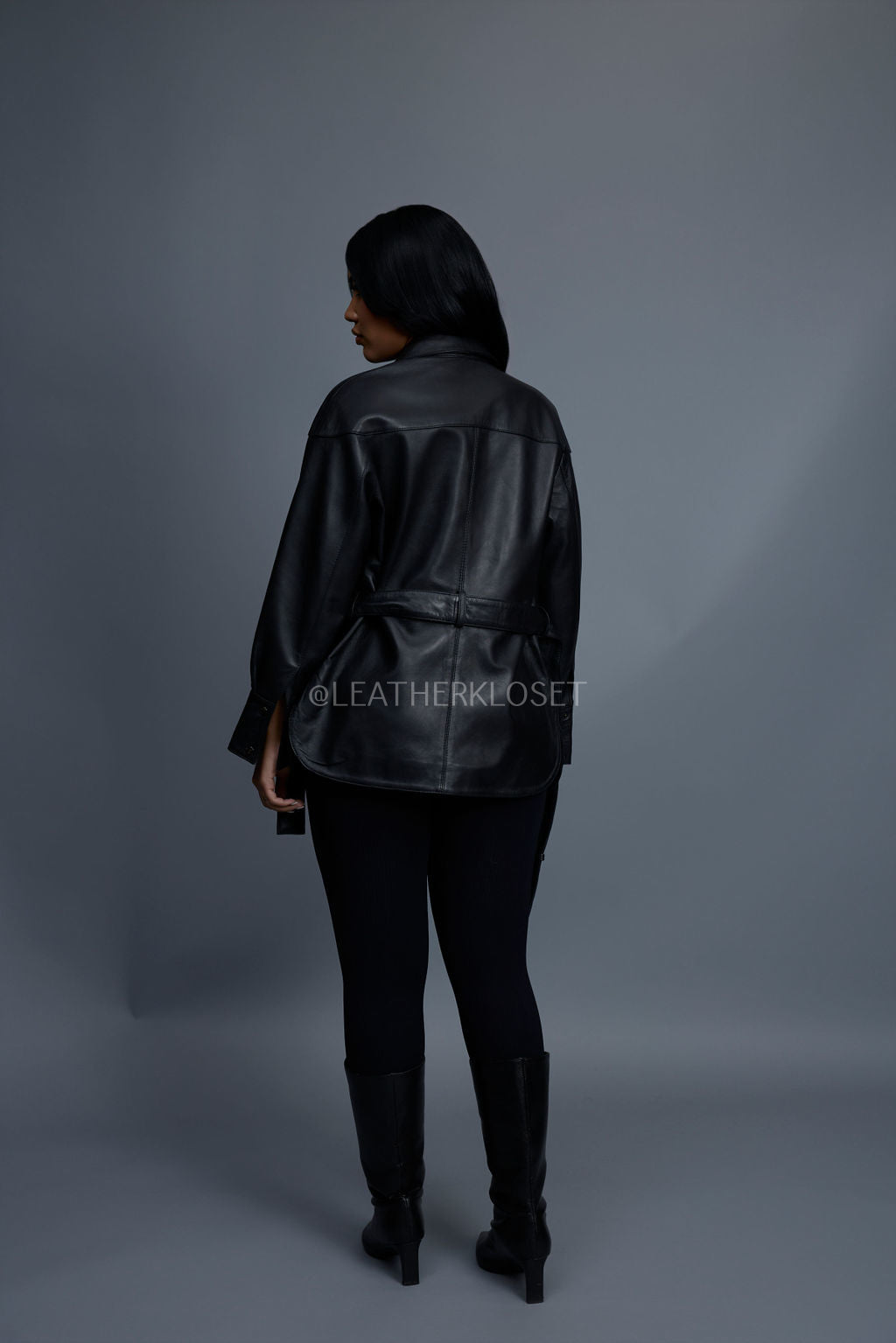 Women's Leather Shirt [Black]