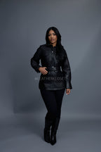 Women's Leather Shirt [Black]