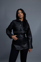 Women's Leather Shirt [Black]