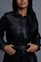 Women's Leather Shirt [Black]