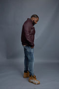 Men's Franklin Quilted Leather Bomber Jacket [Burgundy]