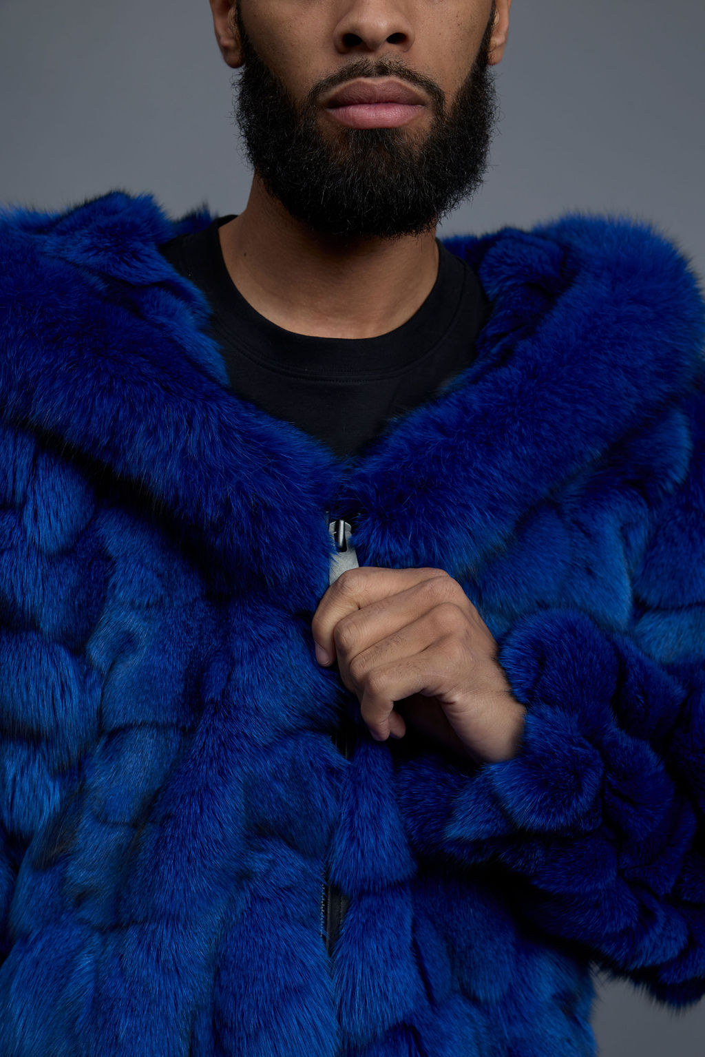 Men's Stealth Fox Bomber With Hood [Royal Blue]
