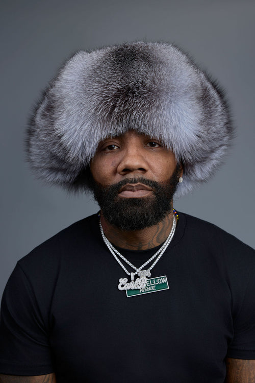 Unisex Fox Fur Russian Hat [Silver]