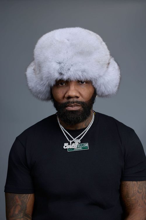 Unisex Fox Fur Russian Hat [Natural White]