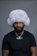 Unisex Fox Fur Russian Hat [Natural White]