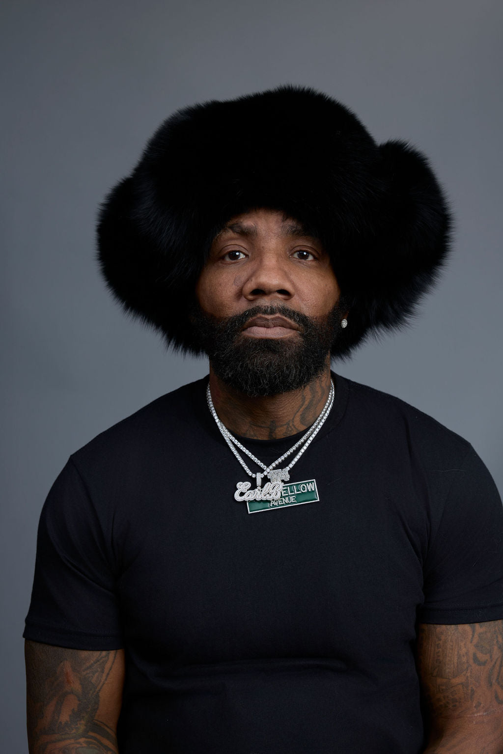 Unisex Fox Fur Russian Hat [Black]