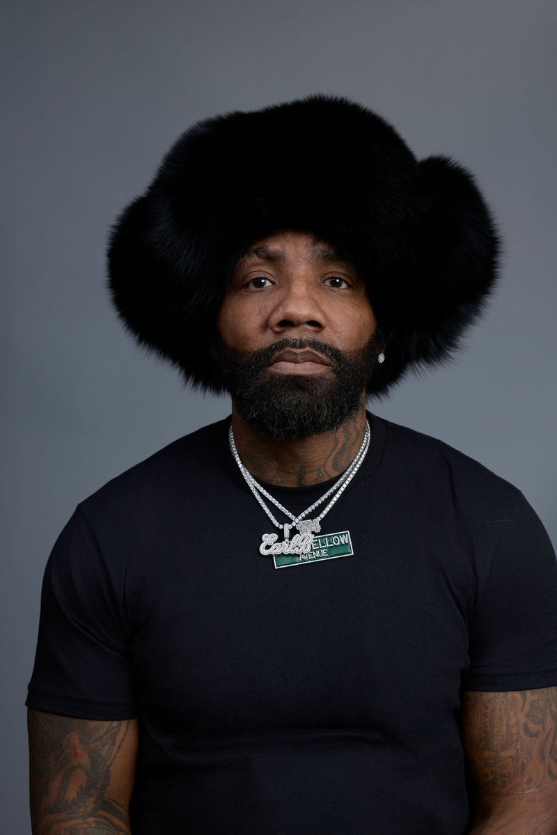 Unisex Fox Fur Russian Hat [Black]