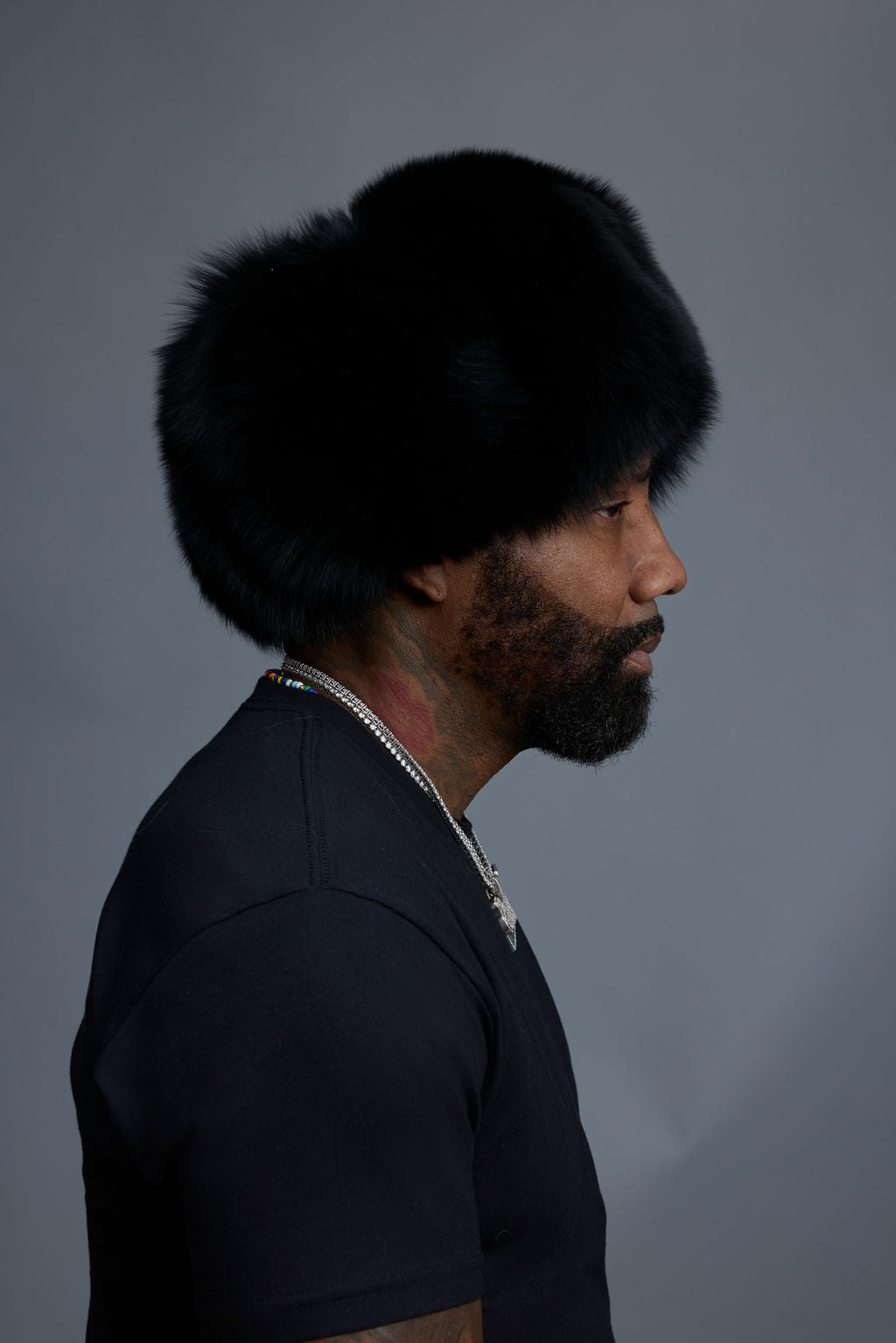 Unisex Fox Fur Russian Hat [Black]