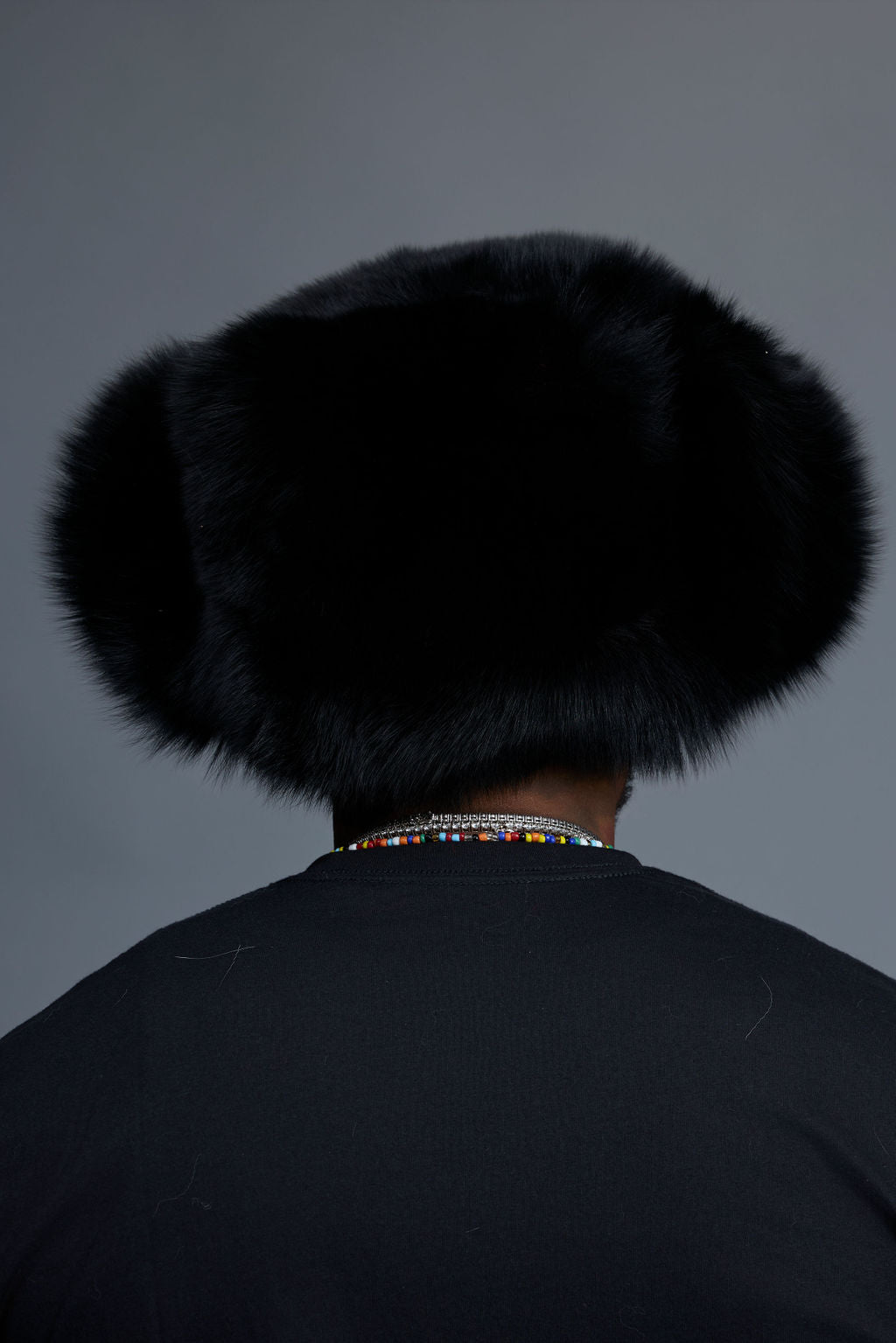 Unisex Fox Fur Russian Hat [Black]