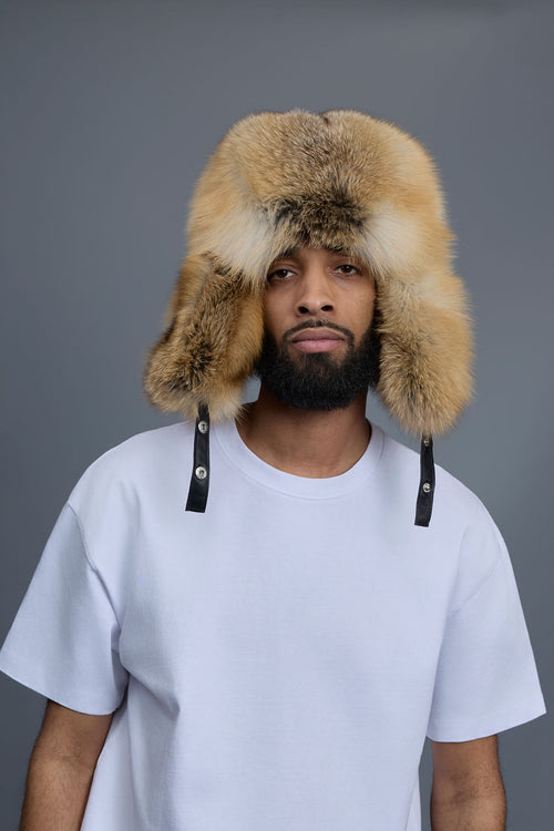 Unisex Fox Fur Russian Hat [Golden]