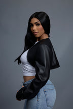 Women's Shorty Slim-Fit Long Sleeve Bolero [Black]