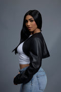 Women's Shorty Slim-Fit Long Sleeve Bolero [Black]