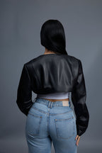 Women's Shorty Slim-Fit Long Sleeve Bolero [Black]