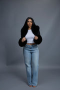 Women's Shorty Slim-Fit Long Sleeve Bolero With Fox [Black]