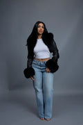 Women's Shorty Slim-Fit Long Sleeve Bolero With Fox [Black]