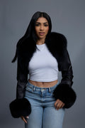 Women's Shorty Slim-Fit Long Sleeve Bolero With Fox [Black]