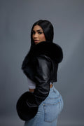Women's Shorty Slim-Fit Long Sleeve Bolero With Fox [Black]