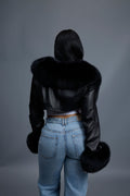 Women's Shorty Slim-Fit Long Sleeve Bolero With Fox [Black]
