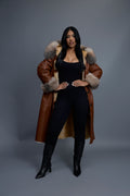 Women's Margo Shearling Sheepskin Jacket With Fox [Whiskey Napa]