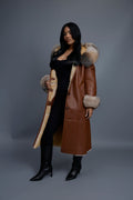Women's Margo Shearling Sheepskin Jacket With Fox [Whiskey Napa]
