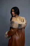 Women's Margo Shearling Sheepskin Jacket With Fox [Whiskey Napa]