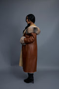 Women's Margo Shearling Sheepskin Jacket With Fox [Whiskey Napa]