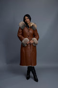 Women's Margo Shearling Sheepskin Jacket With Fox [Whiskey Napa]