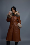 Women's Margo Shearling Sheepskin Jacket With Fox [Whiskey Napa]