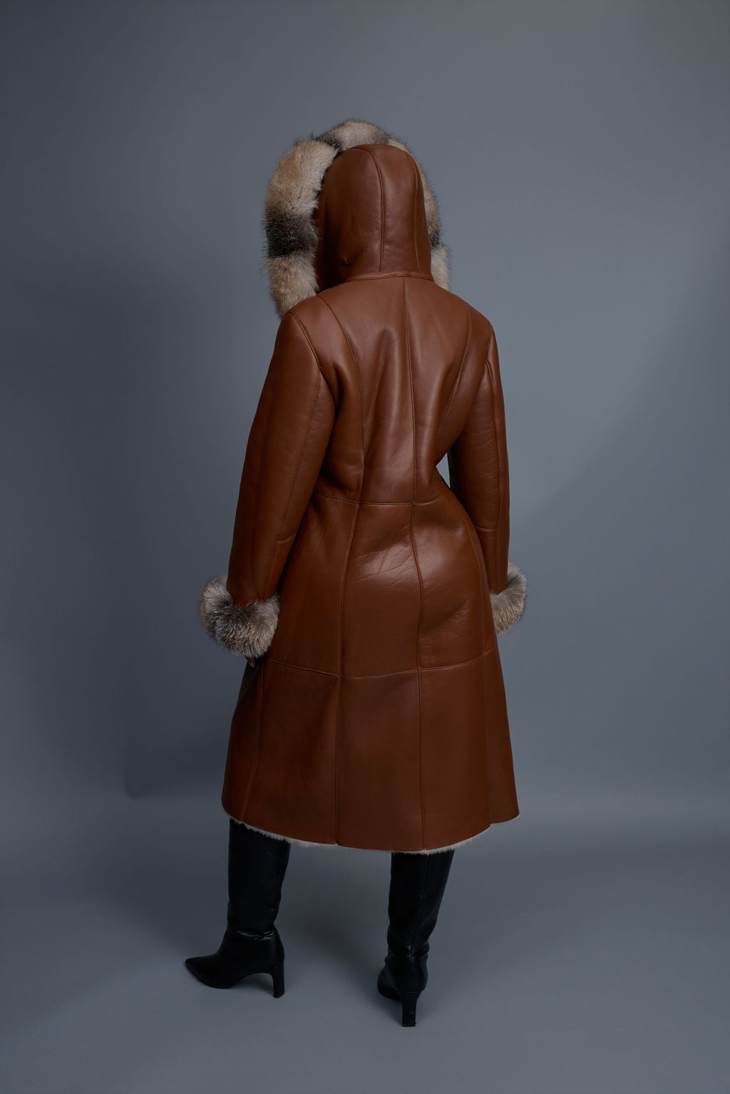 Women's Margo Shearling Sheepskin Jacket With Fox [Whiskey Napa]