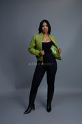 Women's Lucas Quilted Leather Jacket [Distressed Green]