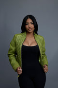 Women's Lucas Quilted Leather Jacket [Distressed Green]
