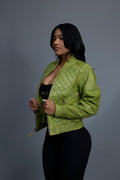 Women's Lucas Quilted Leather Jacket [Distressed Green]