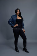 Women's Lucas Quilted Leather Jacket [Navy]