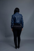 Women's Lucas Quilted Leather Jacket [Navy]