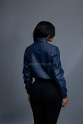 Women's Lucas Quilted Leather Jacket [Navy]
