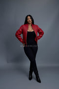 Women's Lucas Quilted Leather Jacket [Red]