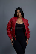 Women's Lucas Quilted Leather Jacket [Red]
