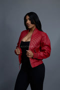 Women's Lucas Quilted Leather Jacket [Red]