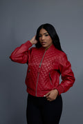 Women's Lucas Quilted Leather Jacket [Red]