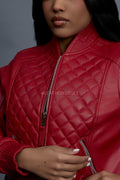 Women's Lucas Quilted Leather Jacket [Red]