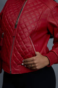 Women's Lucas Quilted Leather Jacket [Red]