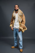 Men's Marlboro Shearling With Oversized Fox Collar [Tan]