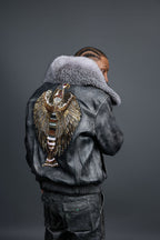 Men's Space Grey Jacket With Leather Stack Pants