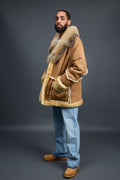 Men's Marlboro Shearling With Oversized Fox Collar [Tan]