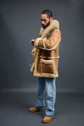 Men's Marlboro Shearling With Oversized Fox Collar [Tan]